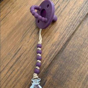 Ryan and rose plum flat pacifier and clip